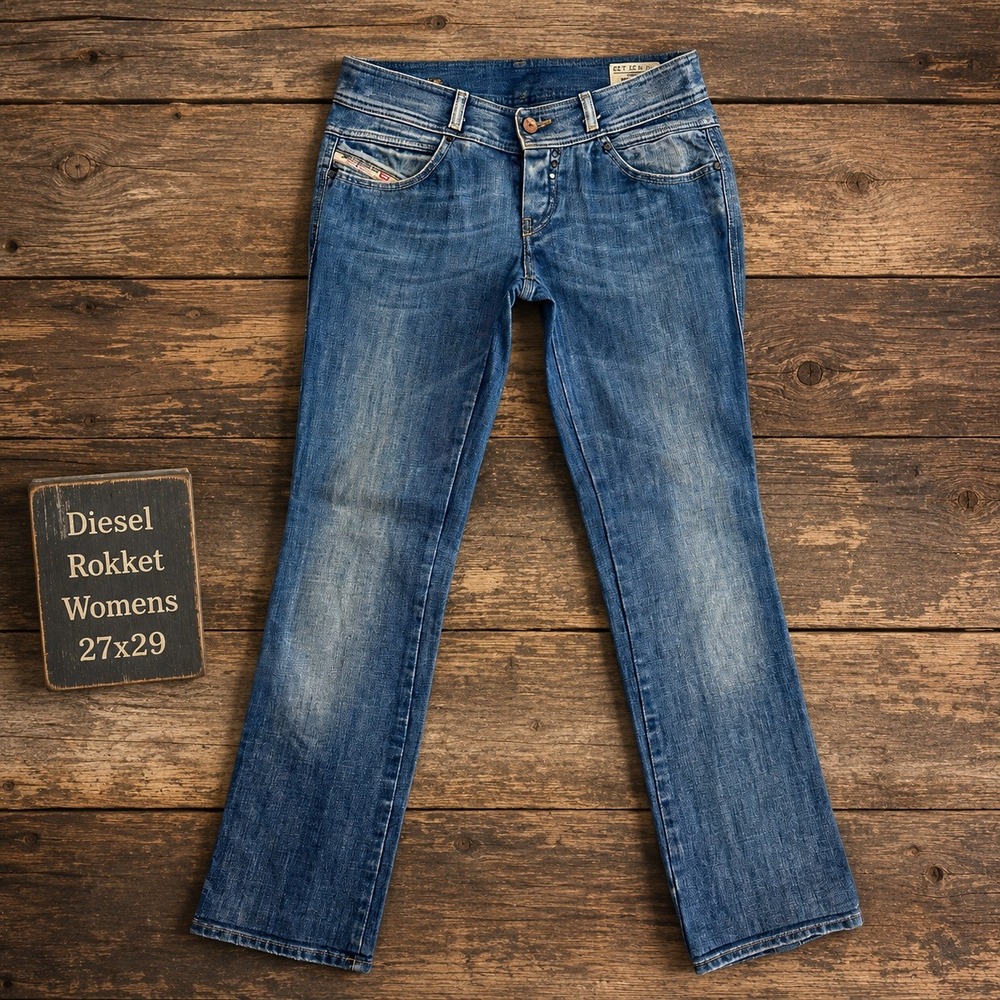 Diesel Rokket Womens Jeans Size 27x29 Blue Straight Leg Low Rise Wash 008AT